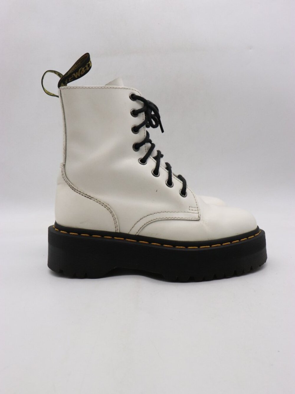 Doc Dr. Martens Jadon Women's Size 6 White Leather Platform Boots Side Zip